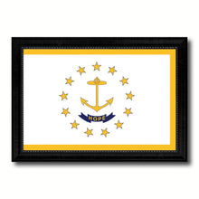 Load image into Gallery viewer, Rhode Island State Flag Canvas Print with Custom Black Picture Frame Home Decor Wall Art Decoration Gifts