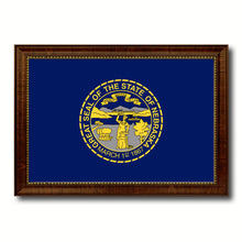 Load image into Gallery viewer, Nebraska State Flag Canvas Print with Custom Brown Picture Frame Home Decor Wall Art Decoration Gifts