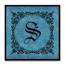 Load image into Gallery viewer, Alphabet S Blue Canvas Print Black Frame Kids Bedroom Wall Décor Home Art