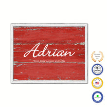 Load image into Gallery viewer, Adrian Name Plate White Wash Wood Frame Canvas Print Boutique Cottage Decor Shabby Chic