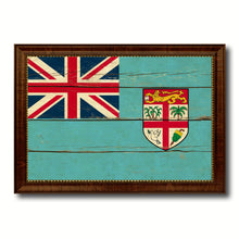 Load image into Gallery viewer, Fiji Country Flag Vintage Canvas Print with Brown Picture Frame Home Decor Gifts Wall Art Decoration Artwork