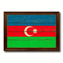 Load image into Gallery viewer, Azerbaijan Country Flag Vintage Canvas Print with Brown Picture Frame Home Decor Gifts Wall Art Decoration Artwork