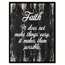 Load image into Gallery viewer, Faith it does not make things easy it makes them possible - Luke 1:37 Bible Verse Gifts Home Decor Wall Art Canvas Print with Custom Picture Frame, Black
