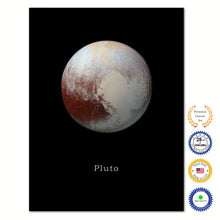 Load image into Gallery viewer, Pluto Print on Canvas Planets of Solar System Black Custom Framed Art Home Decor Wall Office Decoration