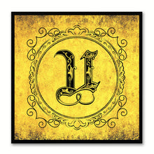 Load image into Gallery viewer, Alphabet U Yellow Canvas Print Black Frame Kids Bedroom Wall Décor Home Art