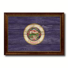 Load image into Gallery viewer, Minnesota State Flag Texture Canvas Print with Brown Picture Frame Gifts Home Decor Wall Art Collectible Decoration