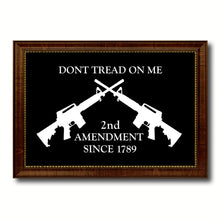 Load image into Gallery viewer, 2nd Amendment Dont Tread On Me M4 Rifle Military Flag Canvas Print with Brown Picture Frame Home Decor Wall Art Gift Ideas