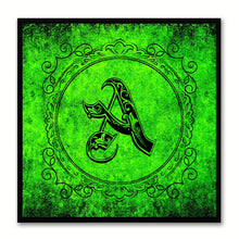 Load image into Gallery viewer, Alphabet A Green Canvas Print Black Frame Kids Bedroom Wall Décor Home Art