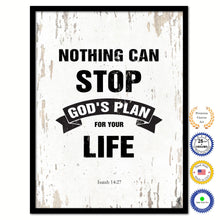 Load image into Gallery viewer, Nothing can stop God's plan for your life - Isaiah 14:27 Bible Verse Scripture Quote White Canvas Print with Picture Frame