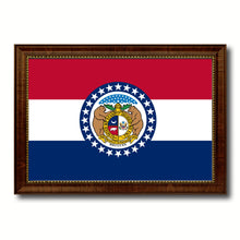 Load image into Gallery viewer, Missouri State Flag Canvas Print with Custom Brown Picture Frame Home Decor Wall Art Decoration Gifts