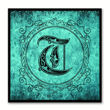 Load image into Gallery viewer, Alphabet T Aqua Canvas Print Black Frame Kids Bedroom Wall Décor Home Art
