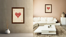Load image into Gallery viewer, Ace Heart Poker Decks of Vintage Cards Print on Canvas Brown Custom Framed