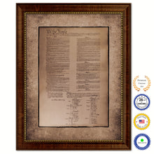Load image into Gallery viewer, Constitution We The People Canvas Print Home Decor Wall Art, Sepia, Brown Framed