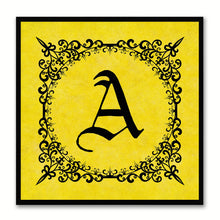 Load image into Gallery viewer, Alphabet A Yellow Canvas Print Black Frame Kids Bedroom Wall Décor Home Art