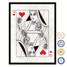 Load image into Gallery viewer, Queen Heart Poker Decks of Vintage Cards Print on Canvas Black Custom Framed