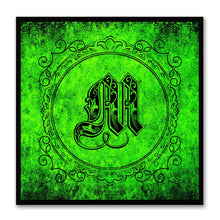 Load image into Gallery viewer, Alphabet M Green Canvas Print Black Frame Kids Bedroom Wall Décor Home Art