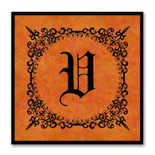 Load image into Gallery viewer, Alphabet V Orange Canvas Print Black Frame Kids Bedroom Wall Décor Home Art