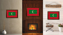 Load image into Gallery viewer, Maldives Country Flag Vintage Canvas Print with Brown Picture Frame Home Decor Gifts Wall Art Decoration Artwork