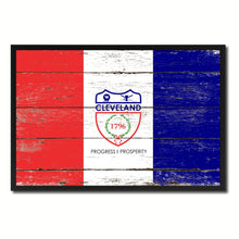 Load image into Gallery viewer, Cleveland City Ohio State Flag Vintage Canvas Print with Black Picture Frame Home Decor Wall Art Collectible Decoration Artwork Gifts