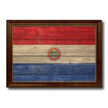 Load image into Gallery viewer, Paraguay Country Flag Texture Canvas Print with Brown Custom Picture Frame Home Decor Gift Ideas Wall Art Decoration