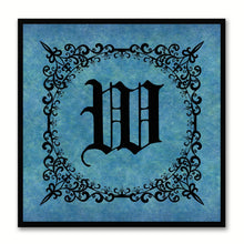 Load image into Gallery viewer, Alphabet W Blue Canvas Print Black Frame Kids Bedroom Wall Décor Home Art