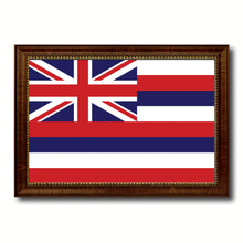 Load image into Gallery viewer, Hawaii State Flag Canvas Print with Custom Brown Picture Frame Home Decor Wall Art Decoration Gifts