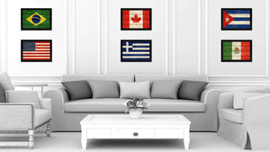 Greece Country Flag Texture Canvas Print with Black Picture Frame Home Decor Wall Art Decoration Collection Gift Ideas