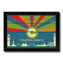 Load image into Gallery viewer, Columbus City Indiana State Vintage Flag Canvas Print Black Picture Frame