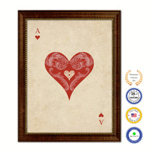 Load image into Gallery viewer, Ace Heart Poker Decks of Vintage Cards Print on Canvas Brown Custom Framed
