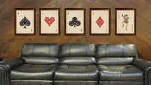 Load image into Gallery viewer, Ace Spades Poker Decks of Vintage Cards Print on Canvas Brown Custom Framed
