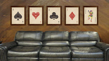 Load image into Gallery viewer, One Eye Jack Heart Poker Decks of Vintage Cards Print on Canvas Brown Custom Framed