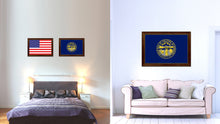 Load image into Gallery viewer, Nebraska State Flag Canvas Print with Custom Brown Picture Frame Home Decor Wall Art Decoration Gifts