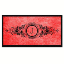Load image into Gallery viewer, Alphabet Letter J Red Canvas Print, Black Custom Frame