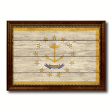 Load image into Gallery viewer, Rhode Island State Flag Texture Canvas Print with Brown Picture Frame Gifts Home Decor Wall Art Collectible Decoration