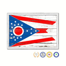 Load image into Gallery viewer, Ohio State Flag Shabby Chic Gifts Home Decor Wall Art Canvas Print, White Wash Wood Frame