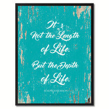 Load image into Gallery viewer, It's not the length of life but the depth of life - Ralph Waldo Emerson Saying Gifts Home Decor Wall Art Canvas Print with Custom Picture Frame, Aqua