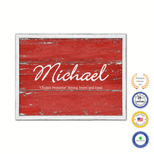 Load image into Gallery viewer, Michael Name Plate White Wash Wood Frame Canvas Print Boutique Cottage Decor Shabby Chic
