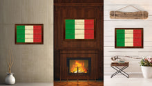 Load image into Gallery viewer, Italy Country Flag Vintage Canvas Print with Brown Picture Frame Home Decor Gifts Wall Art Decoration Artwork