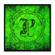 Load image into Gallery viewer, Alphabet P Green Canvas Print Black Frame Kids Bedroom Wall Décor Home Art