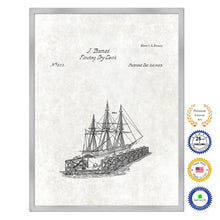 Load image into Gallery viewer, 1837 Floating Dock Old Patent Art Print on Canvas Custom Framed Vintage Home Decor Wall Decoration Great for Gifts