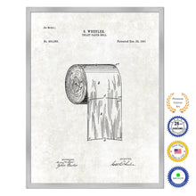 Load image into Gallery viewer, 1891 Toilet Paper Roll Old Patent Art Print on Canvas Custom Framed Vintage Home Decor Wall Decoration Great for Gifts