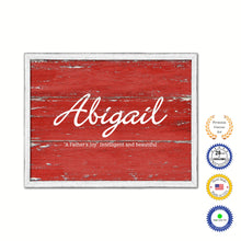 Load image into Gallery viewer, Abigail Name Plate White Wash Wood Frame Canvas Print Boutique Cottage Decor Shabby Chic