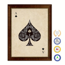 Load image into Gallery viewer, Ace Spades Poker Decks of Vintage Cards Print on Canvas Brown Custom Framed