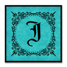 Load image into Gallery viewer, Alphabet J Aqua Canvas Print Black Frame Kids Bedroom Wall Décor Home Art