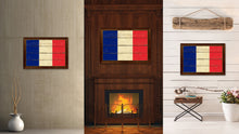 Load image into Gallery viewer, France Country Flag Vintage Canvas Print with Brown Picture Frame Home Decor Gifts Wall Art Decoration Artwork