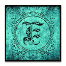 Load image into Gallery viewer, Alphabet E Aqua Canvas Print Black Frame Kids Bedroom Wall Décor Home Art