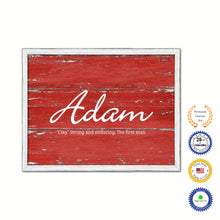 Load image into Gallery viewer, Adam Name Plate White Wash Wood Frame Canvas Print Boutique Cottage Decor Shabby Chic