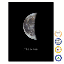 Load image into Gallery viewer, Quarter Moon Print on Canvas Planets of Solar System Black Custom Framed Art Home Decor Wall Office Decoration