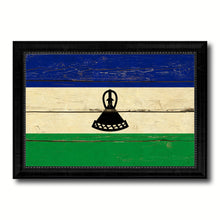 Load image into Gallery viewer, Lesotho Country Flag Vintage Canvas Print with Black Picture Frame Home Decor Gifts Wall Art Decoration Artwork