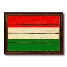 Load image into Gallery viewer, Hungary Country Flag Vintage Canvas Print with Brown Picture Frame Home Decor Gifts Wall Art Decoration Artwork